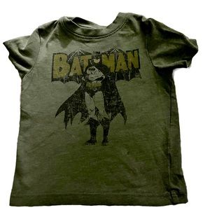 Toddler Boys vintage DC Batman Graphic T-Shirt Olive green size 18 mths